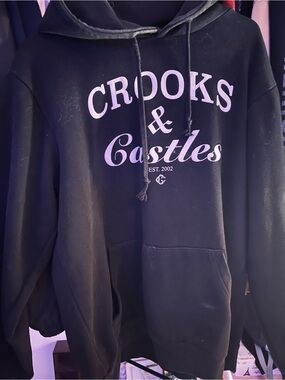 Crooks & Castles Black Hoodie with white  Logo
